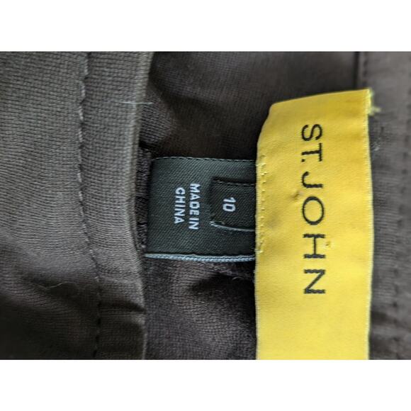 Vtg St. John pants brown size 10 straight leg ankle zip work office knit trouser - Picture 6 of 12